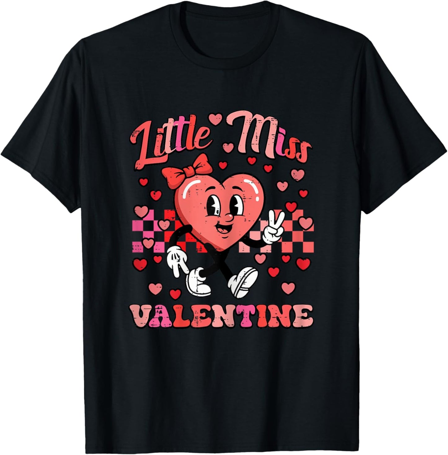 Little Miss Valentine Heart Valentines Day Girl Kids Toddler T-Shirt - T-Shirt | Black