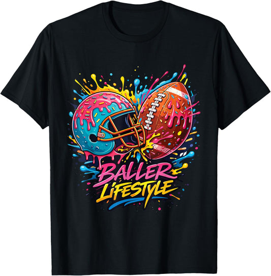 Football Drip Ice Cream Baller Lifestyle T-Shirt - T-Shirt | Black