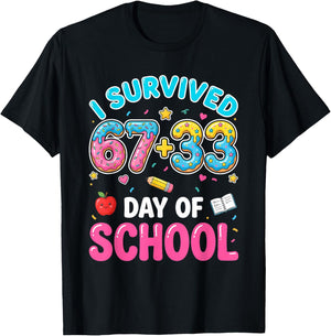 I Survived 100 Days of 67 Funny Meme 100th Day of School 6 7 T-Shirt - T-Shirt | Black