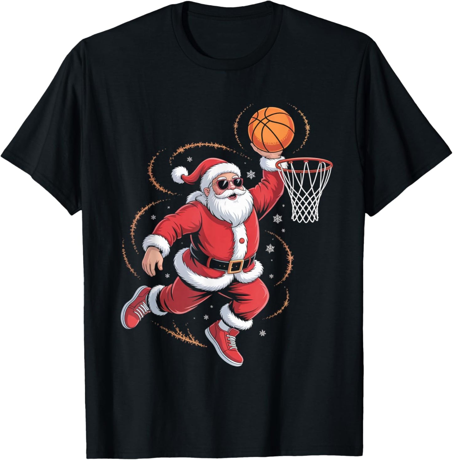Funny Santa Playing Basketball Christmas Sports Men Boys T-Shirt - T-Shirt | Black