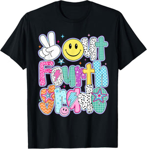 Peace Out Fourth Grade Happy Last Day of School Funny Retro T-Shirt - T-Shirt | Black