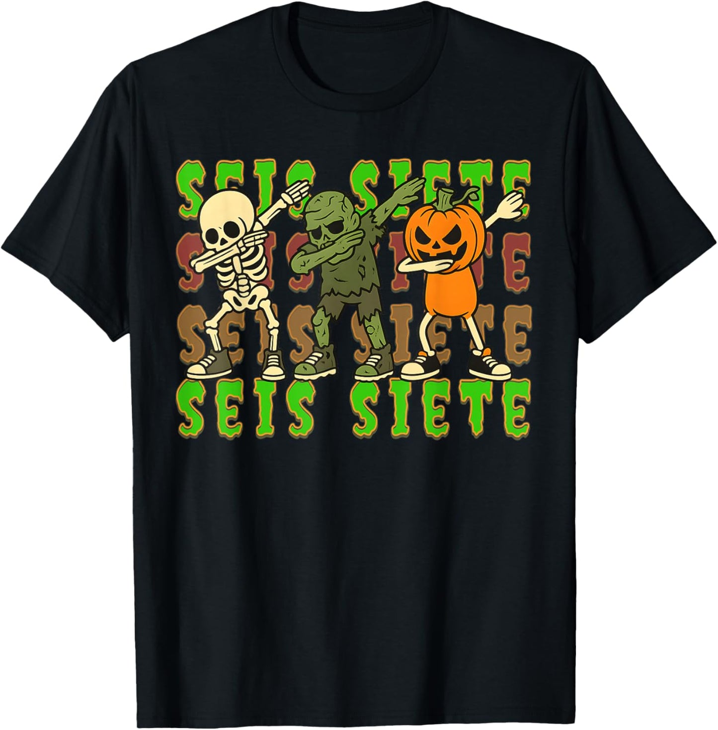 SEIS Siete Spanish Halloween 67 Boys Kids Six Seven Espanol T-Shirt - T-Shirt | Black