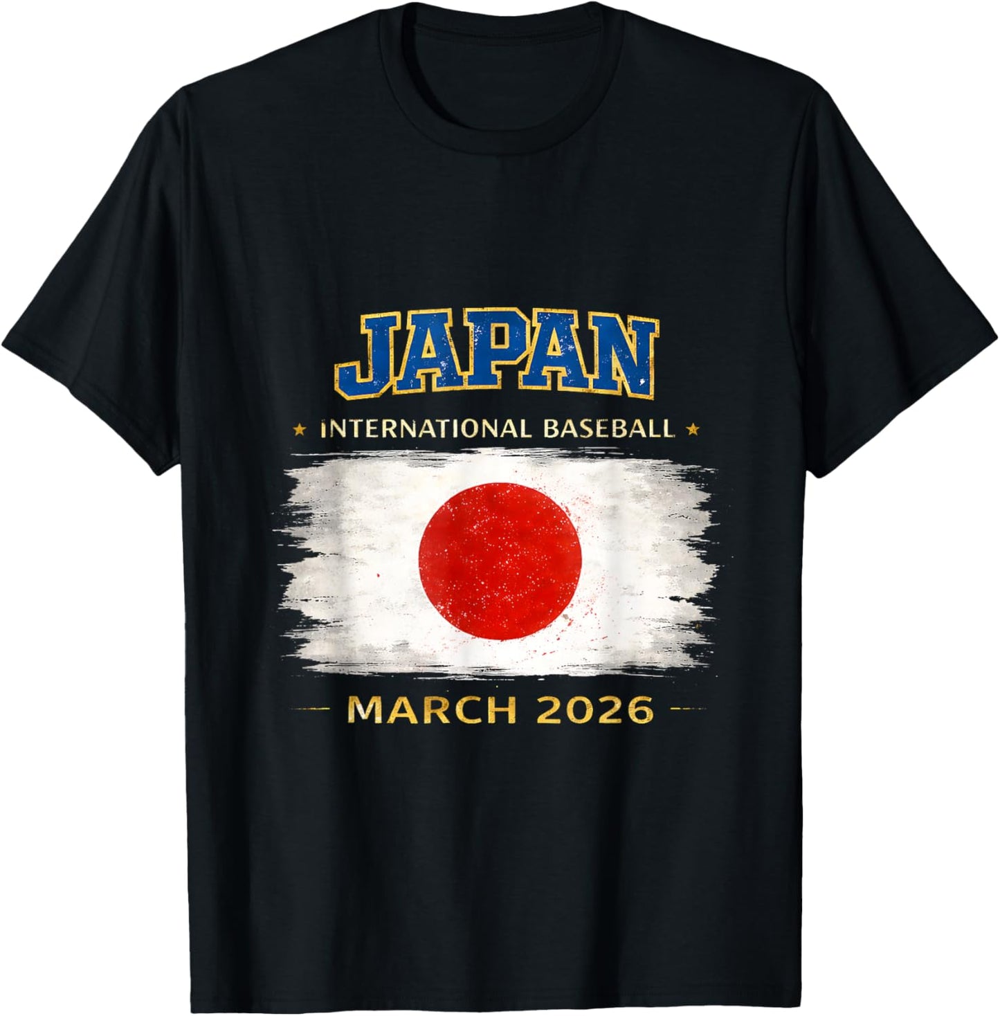 Japan Flag Baseball March 2026 International Design T-Shirt - T-Shirt | Black