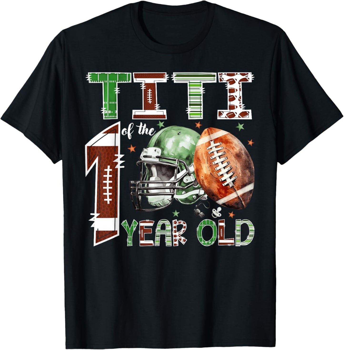 Titi of The 1 Year Old Football Lover 1st Birthday Boy T-Shirt - T-Shirt | Black