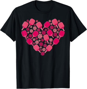 Cute Pickleball Heart Valentine's Day Pickleball Lover Women T-Shirt - T-Shirt | Black