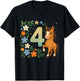 4th Birthday Girl Pony Horse Flowers 4 Years Old T-Shirt - T-Shirt | Black