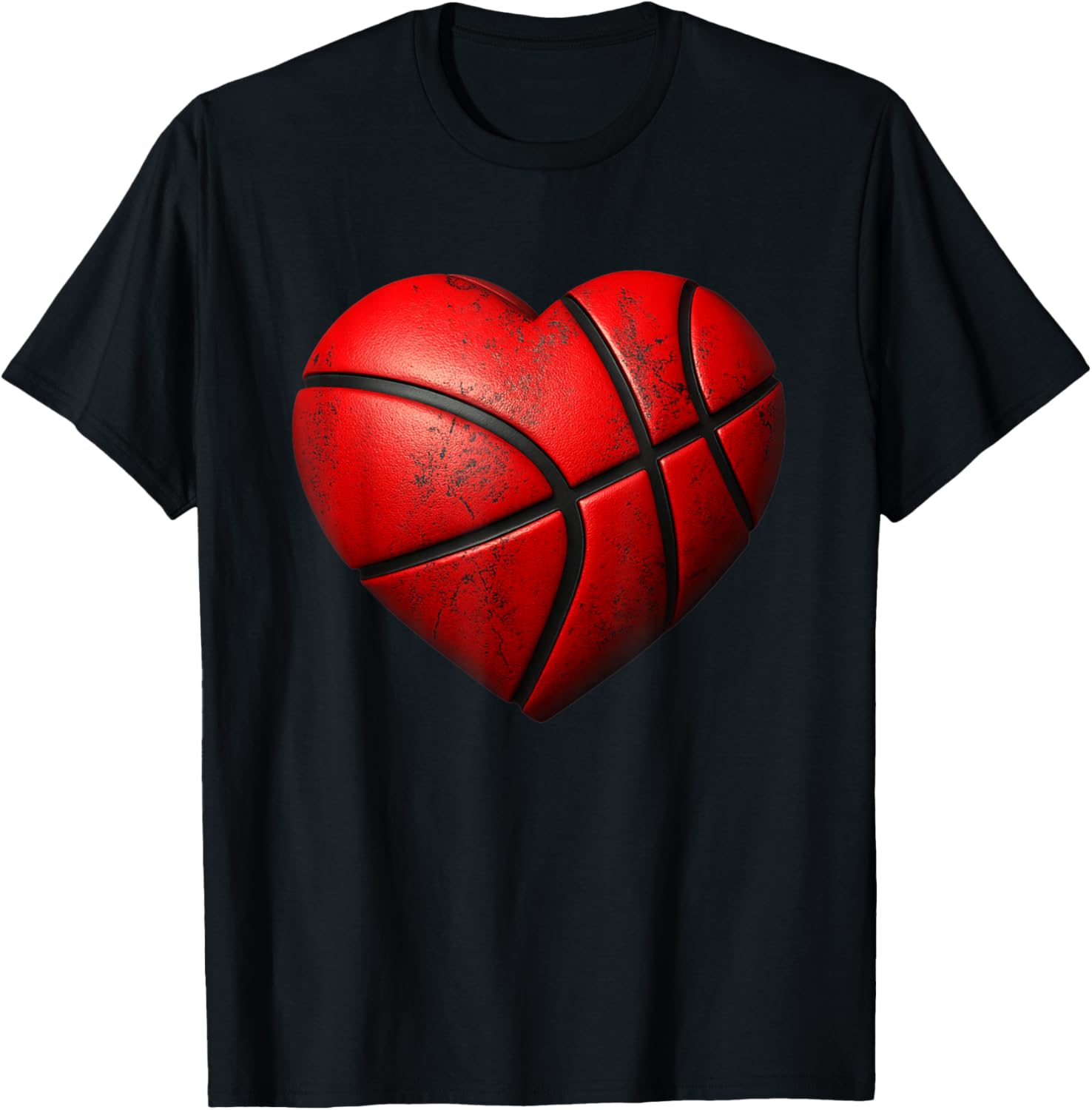 Basketball Heart Shape Valentines Day Love Boys Men T-Shirt - T-Shirt | Black
