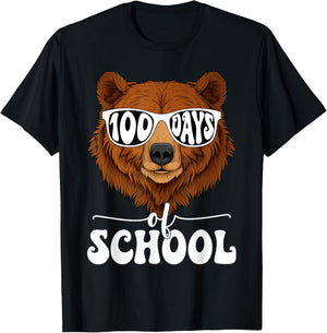Cute 100 Days of School Bear 100th Day of School Boys Kids T-Shirt - T-Shirt | Black