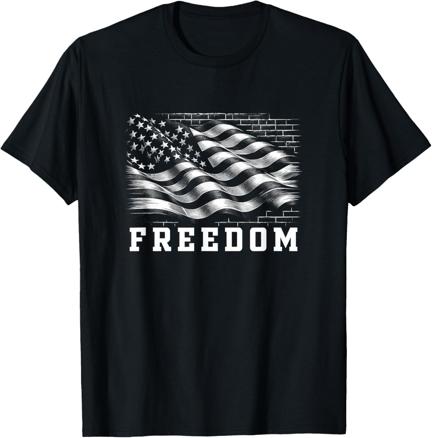 USA Flag Freedom T Shirt 4th of July Shirt Freedom T-Shirt - T-Shirt | Black