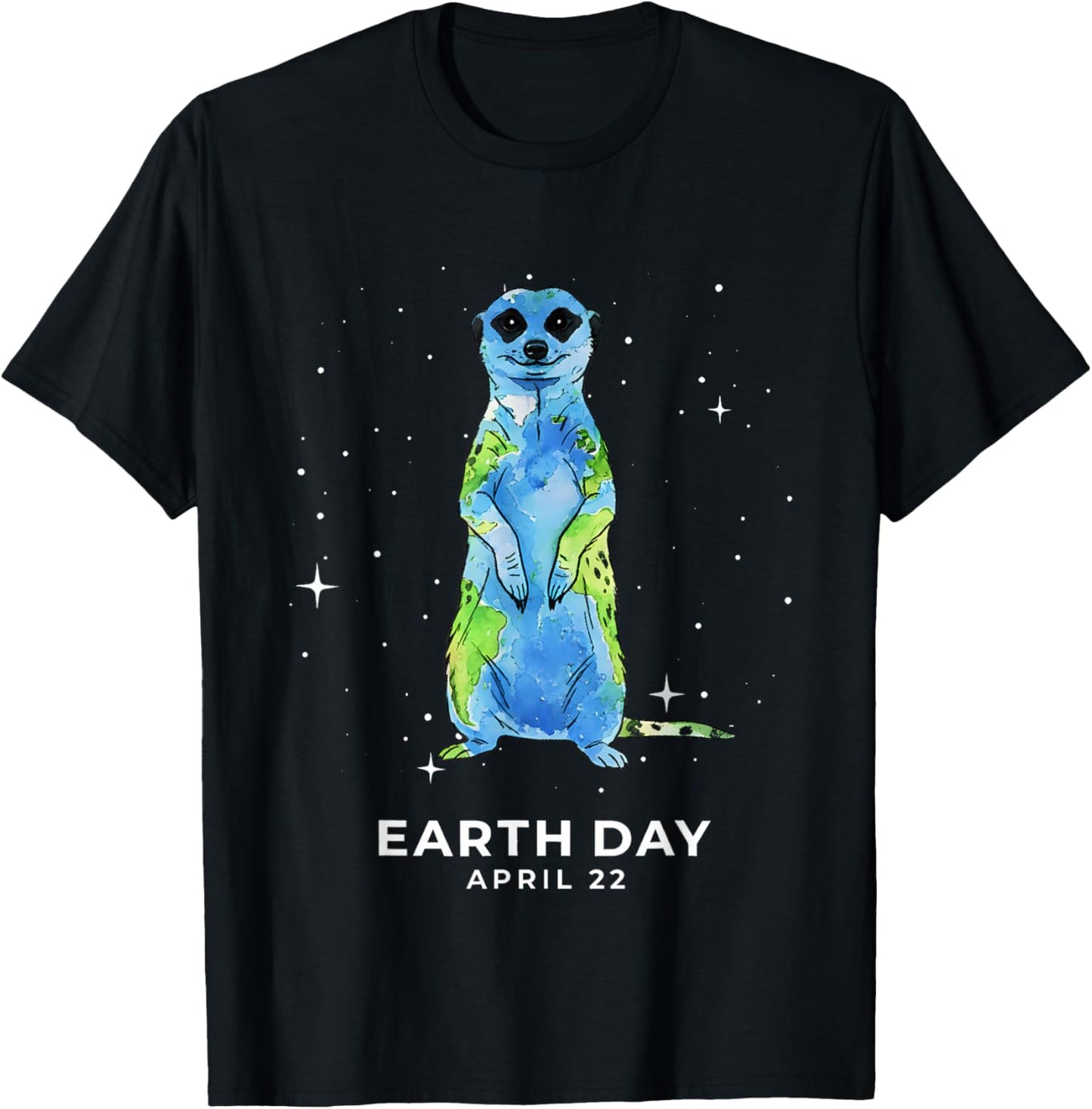 Earth Day 2026 Meerkat Art T-Shirt - T-Shirt | Black
