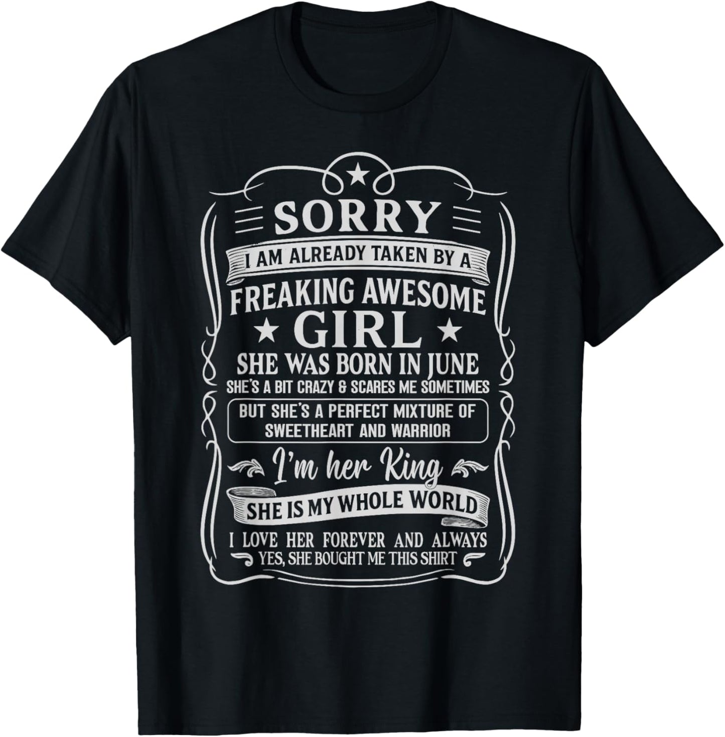 I Am Already Taken by Freaking Awesome Girl Born in June T-Shirt - T-Shirt | Black