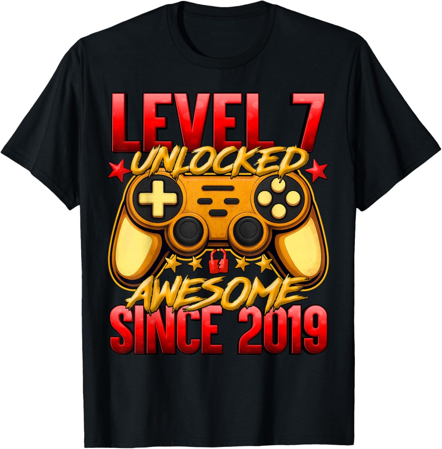 Level 7 Unlocked 7 Year Old Gifts for Boys 7th Birthday Boy T-Shirt - T-Shirt | Black
