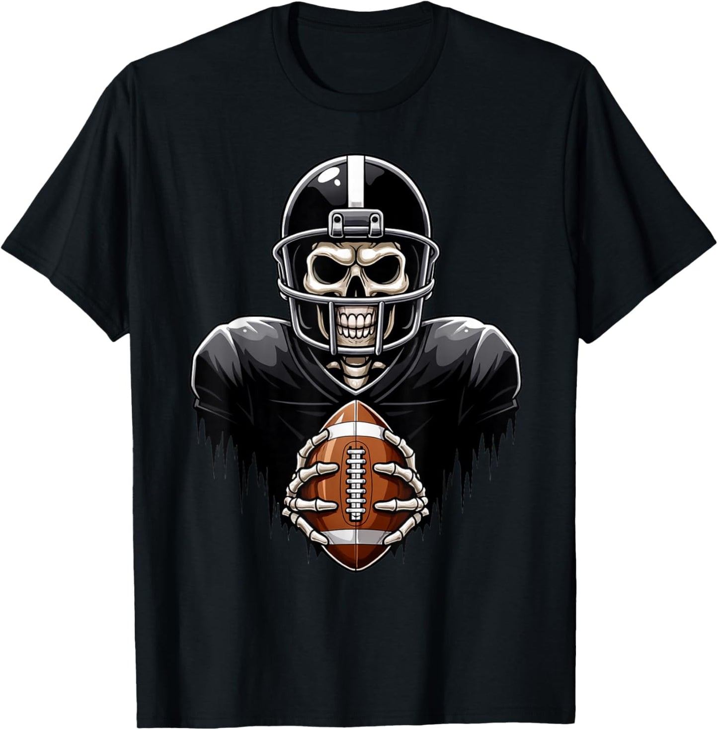 Skeleton Playing Football Player Halloween Costume Sports T-Shirt - T-Shirt | Black