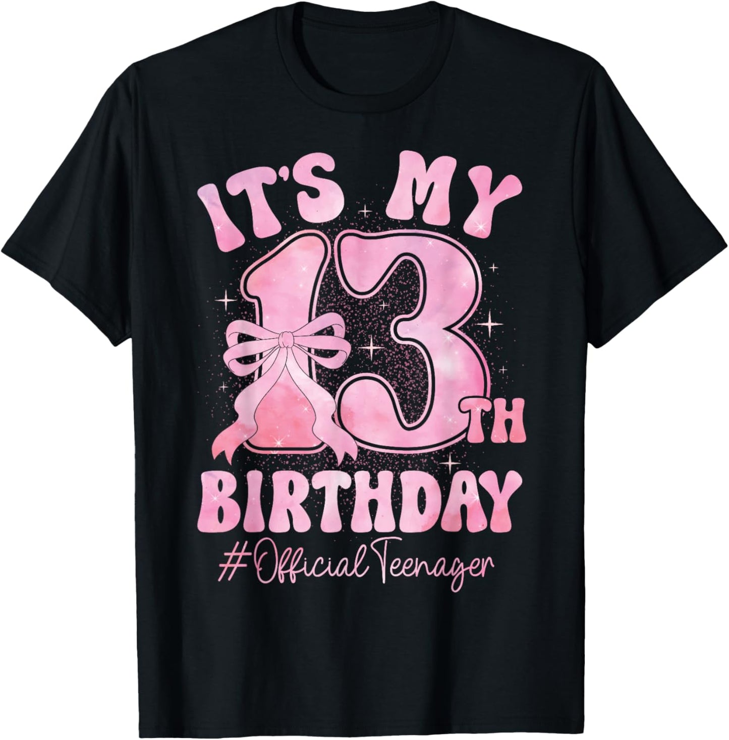 13 Year Old Coquette Bow Official Teenager 13th Birthday T-Shirt - T-Shirt | Black