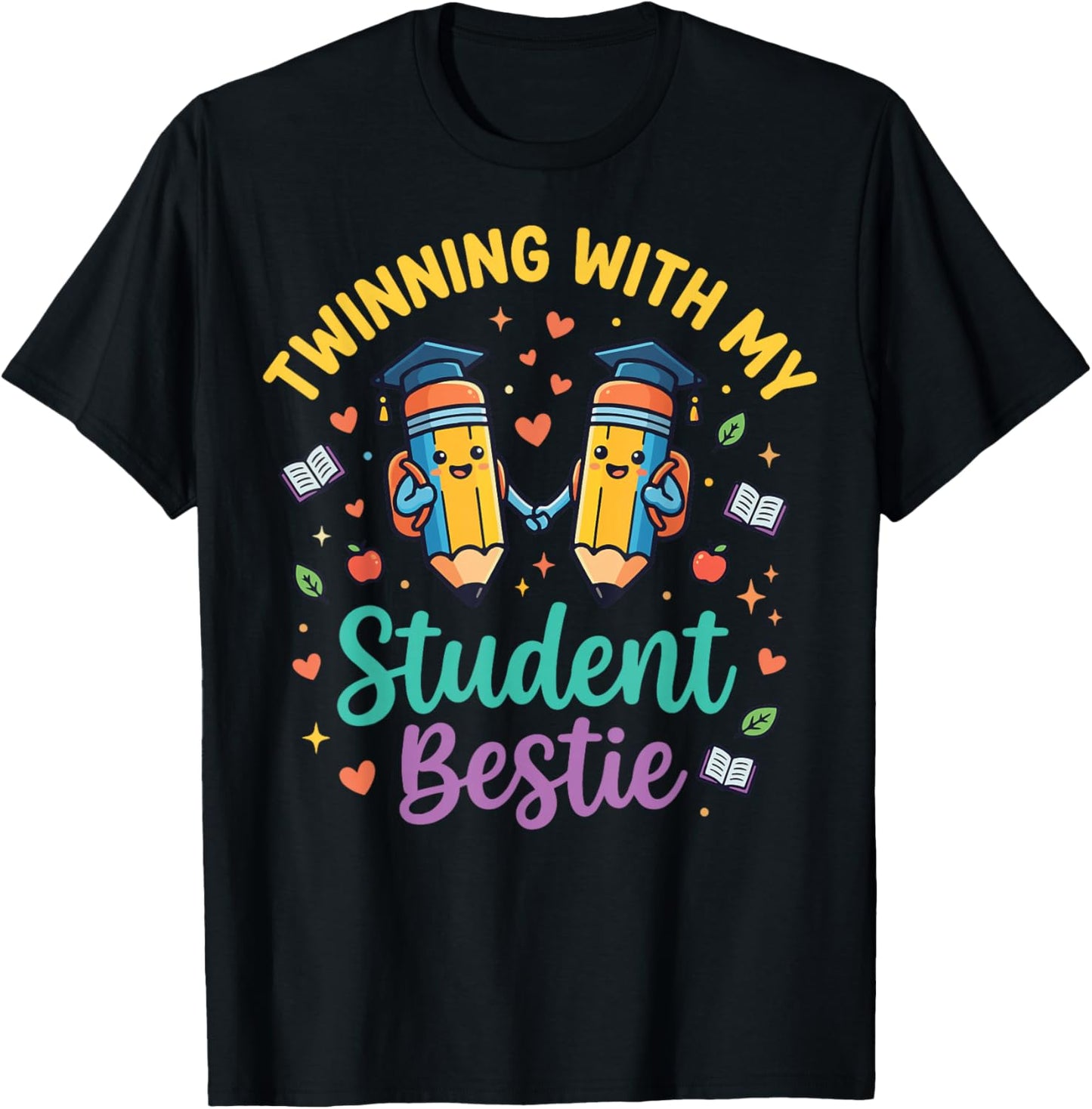 Twinning with My Student Bestie T-Shirt - T-Shirt | Black