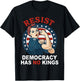 Resist Democracy Has No Kings Woman's Girl America Flag T-Shirt - T-Shirt | Black