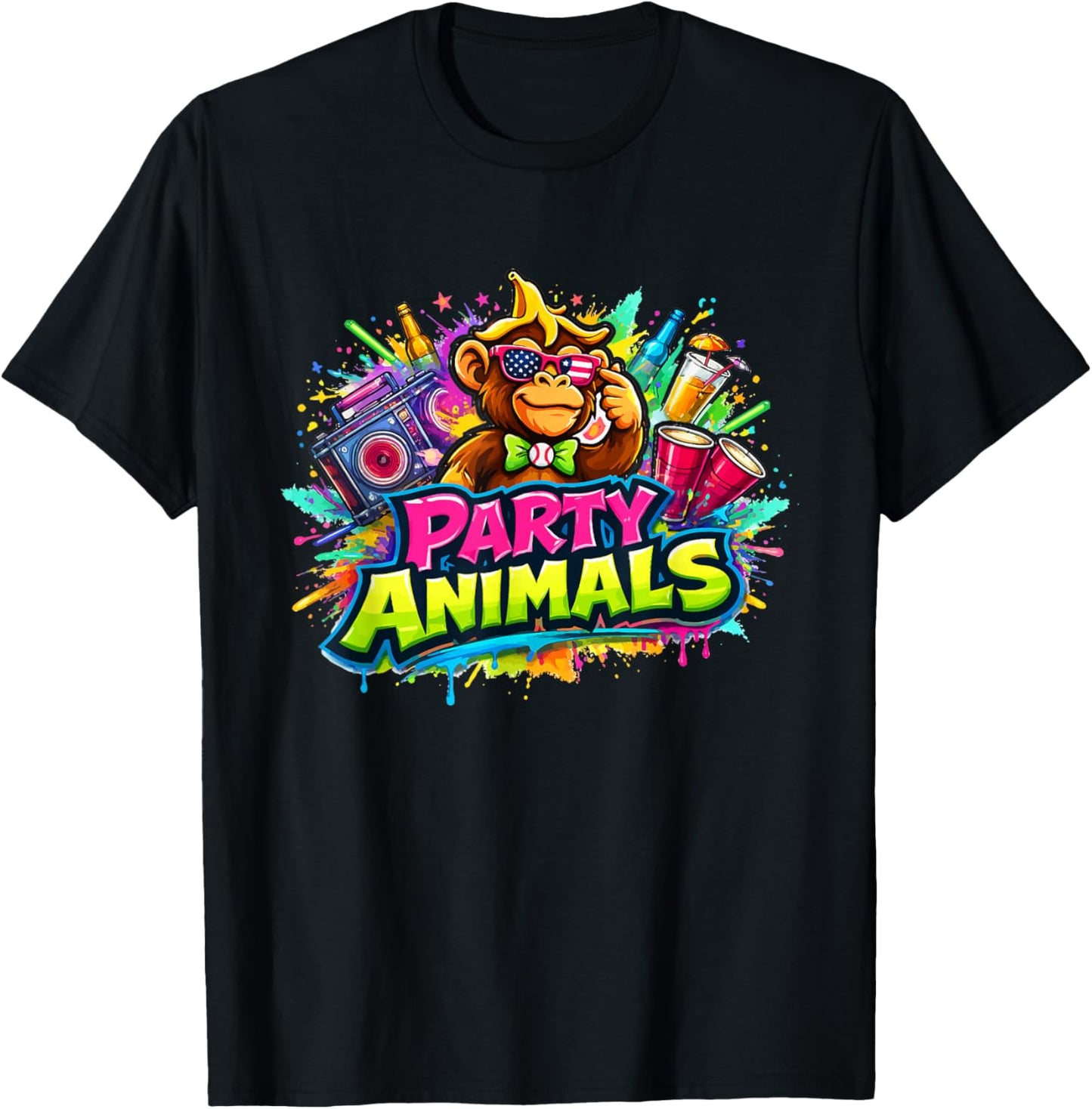Party Animals Basebal T-Shirt - T-Shirt | Black