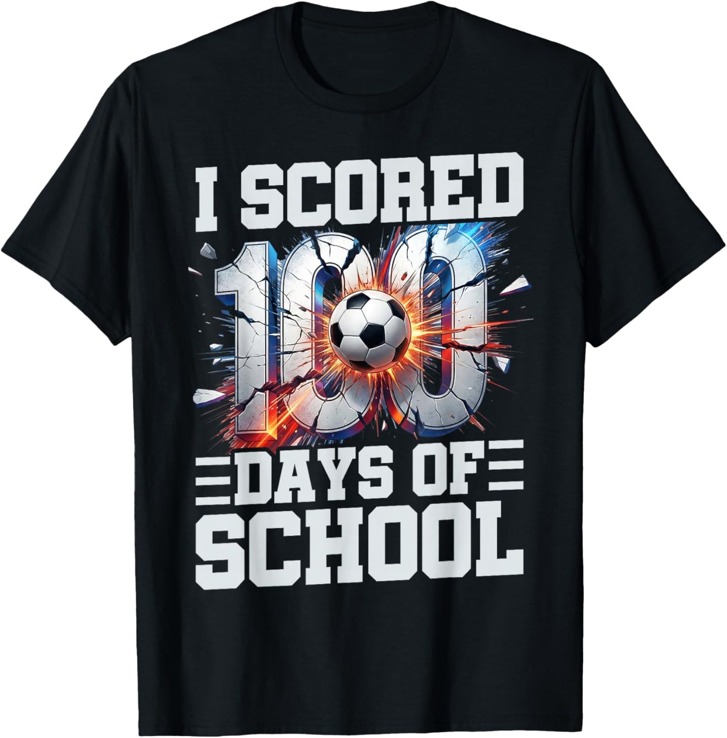 I Scored 100 Days of School Soccer 100th Day of School Boys T-Shirt - T-Shirt | Black