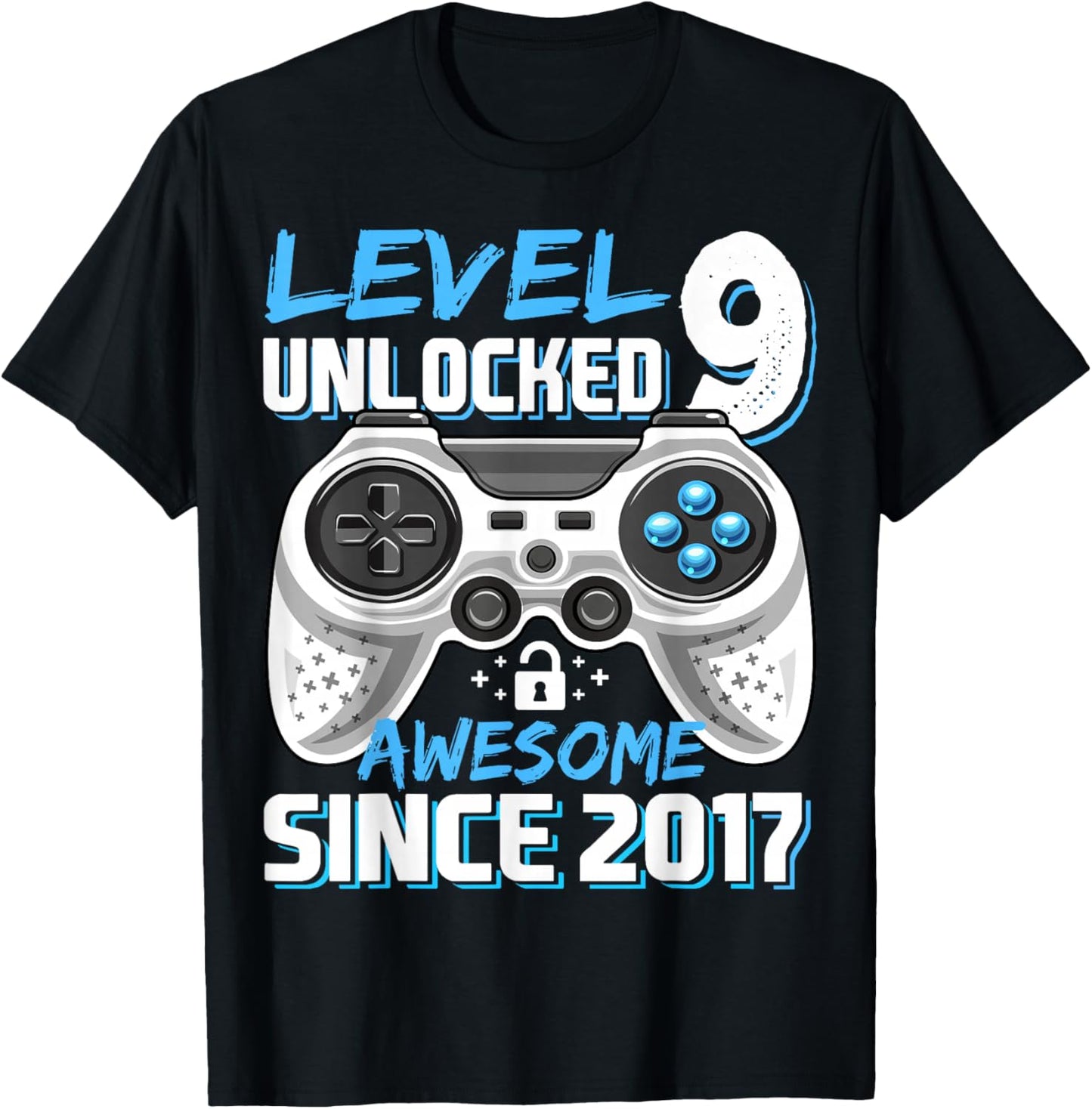 Level 9 Unlocked Birthday Boy Gamer 9th Video Game 2017 T-Shirt - T-Shirt | Black