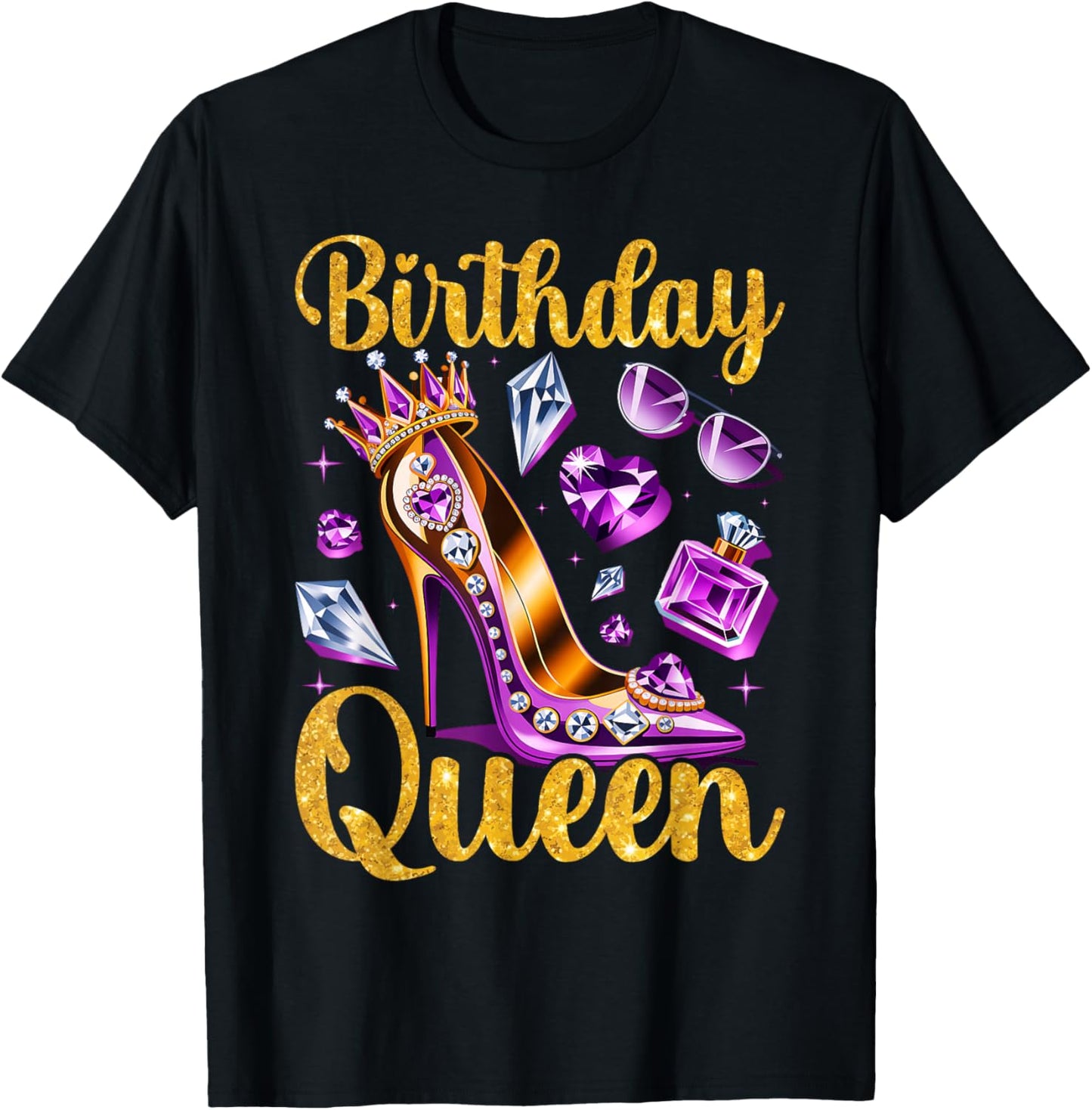 Queen Happy Birthday Party Girls Women T-Shirt - T-Shirt | Black