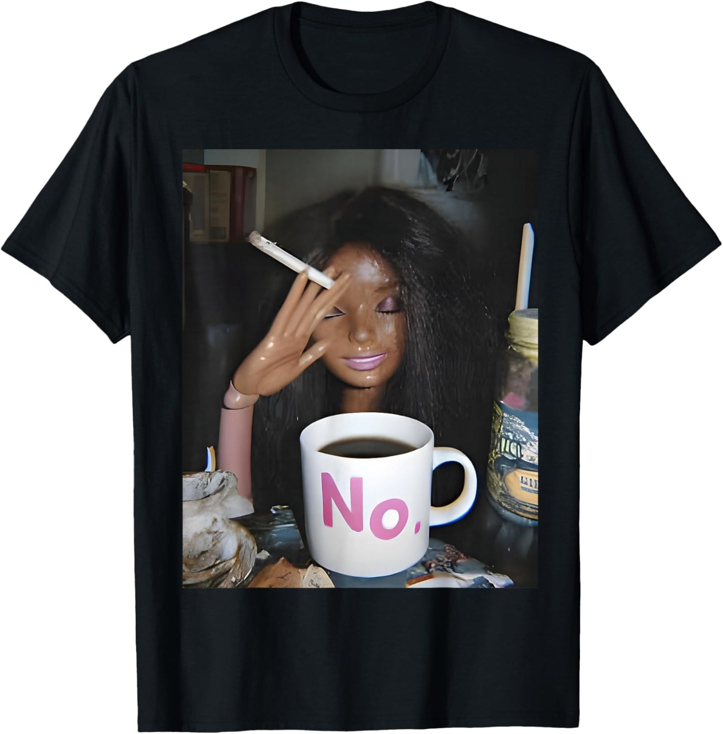 Distressed Doll Face Meme T-Shirt - T-Shirt | Black