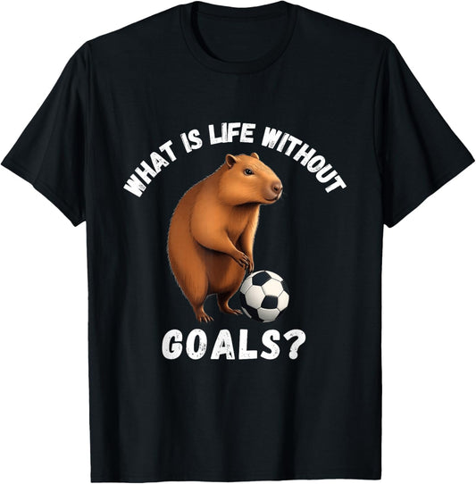 Cappy Funny Soccer Cute Capybara Football Design T-Shirt - T-Shirt | Black