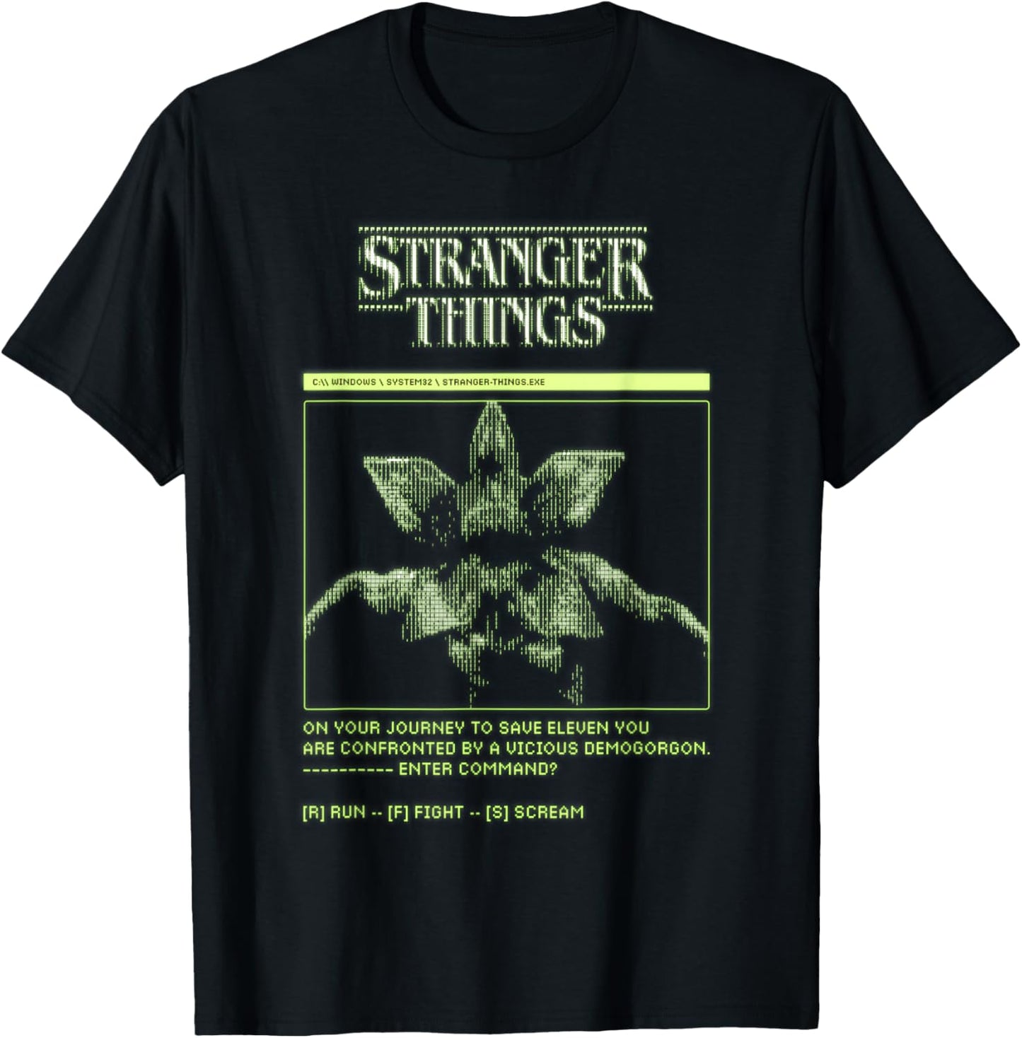 Stranger Things Season 5 Retro Computer Game Demogorgon T-Shirt - T-Shirt | Black