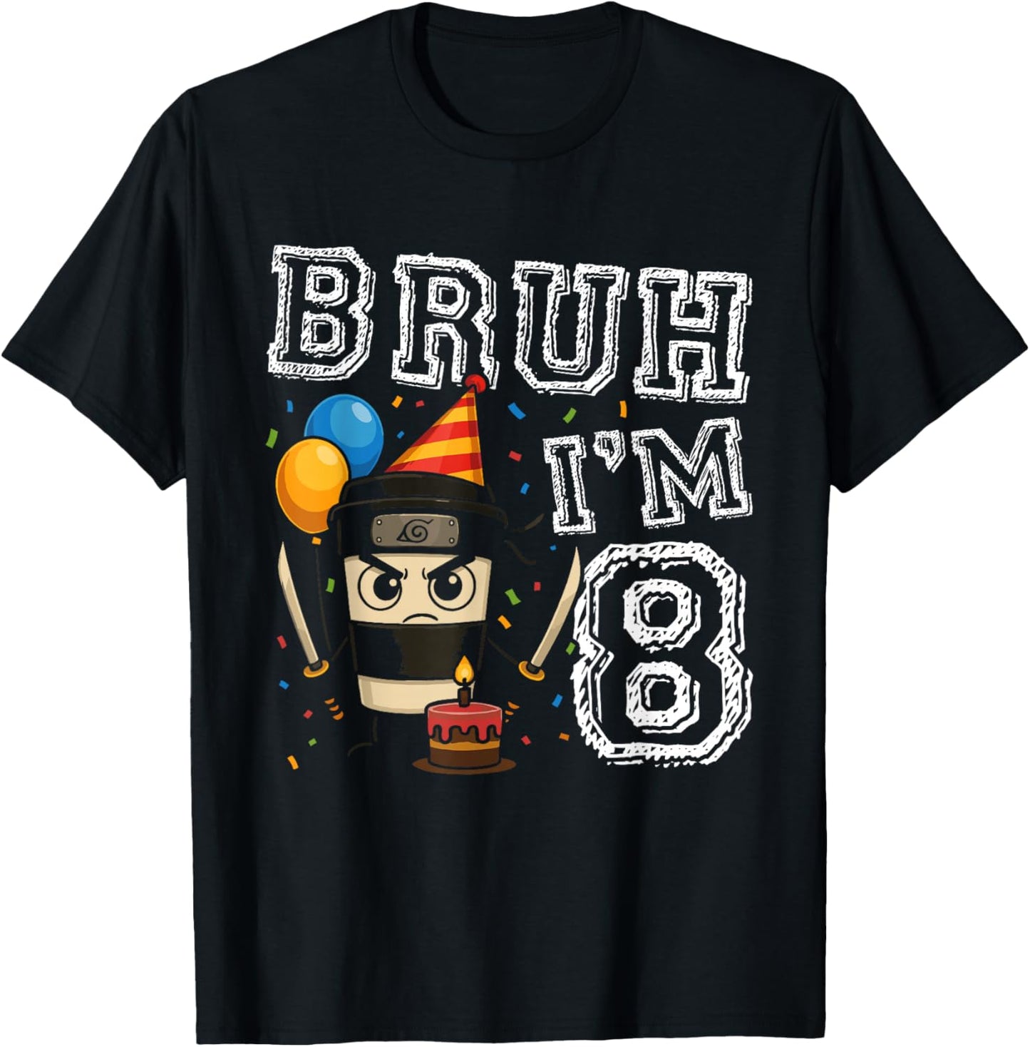 Cappuccino Assassino Bruh I'm 8 Age 8th Kids Boys Girls T-Shirt - T-Shirt | Black