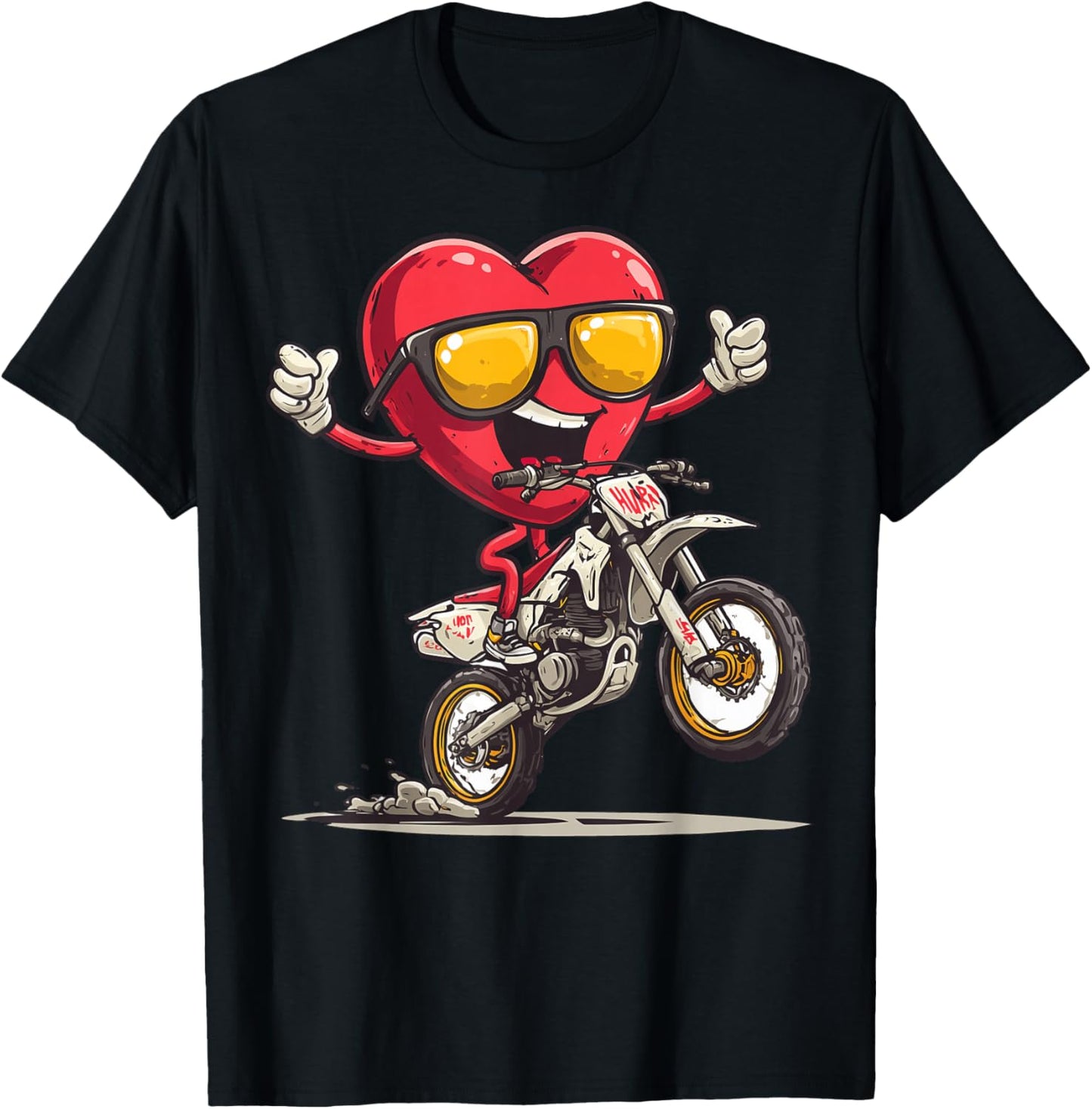 Dirt Bike Heart Motocross Dirt Biking Enduro Valentine's Day T-Shirt - T-Shirt | Black
