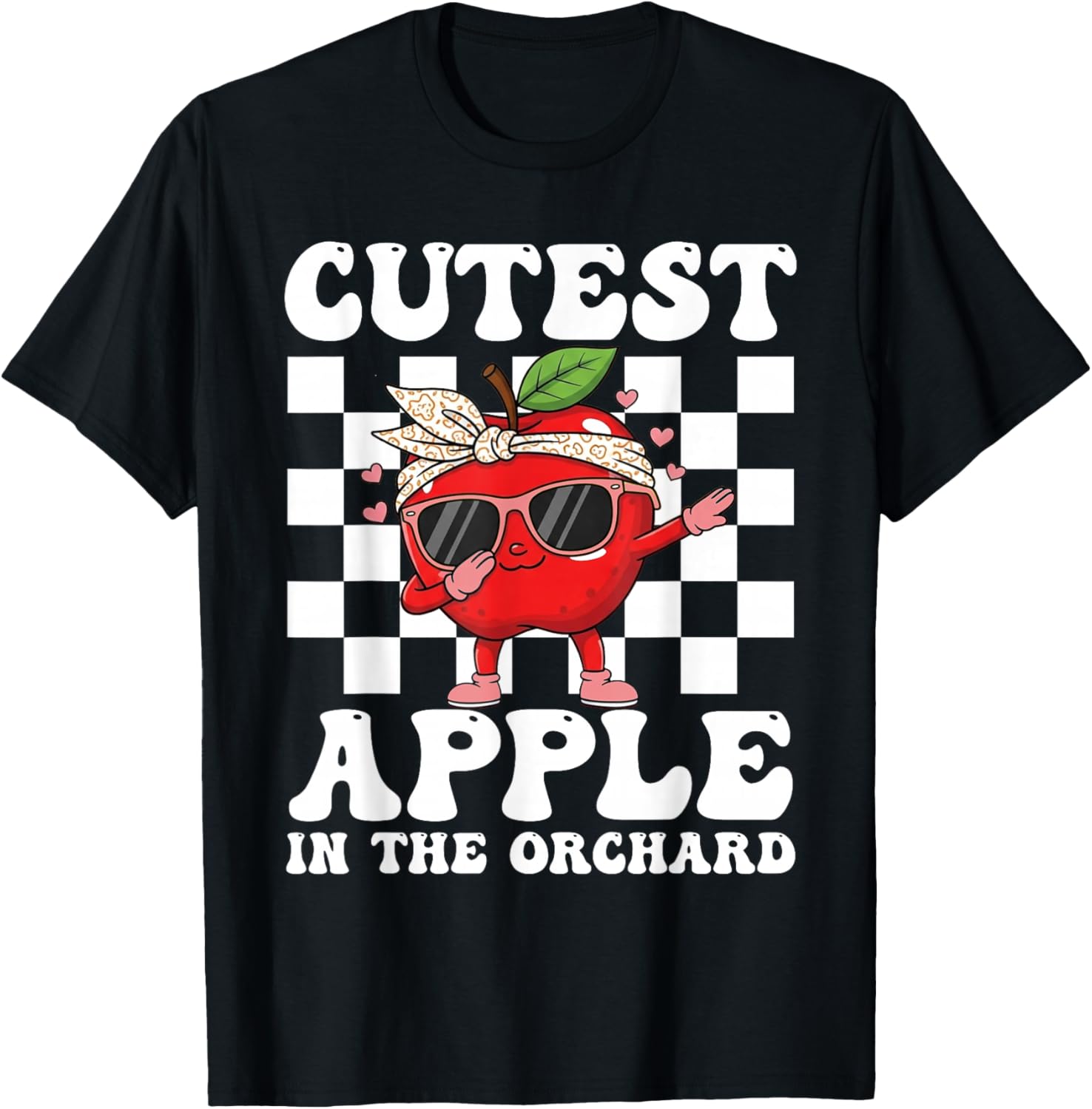 Cutest Apple in The Orchard Dabbing Apple Picking Season T-Shirt - T-Shirt | Black