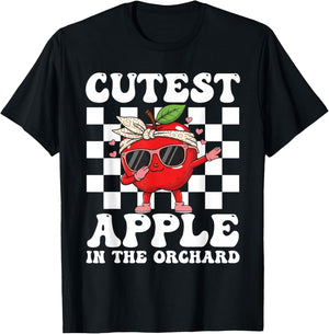 Cutest Apple in The Orchard Dabbing Apple Picking Season T-Shirt - T-Shirt | Black