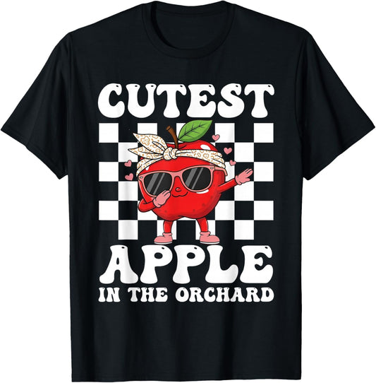 Cutest Apple in The Orchard Dabbing Apple Picking Season T-Shirt - T-Shirt | Black
