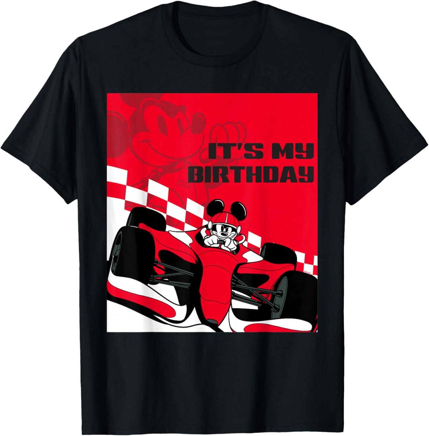 Disney Racing It's My Birthday Mickey Mouse Race Car Party T-Shirt - T-Shirt | Black