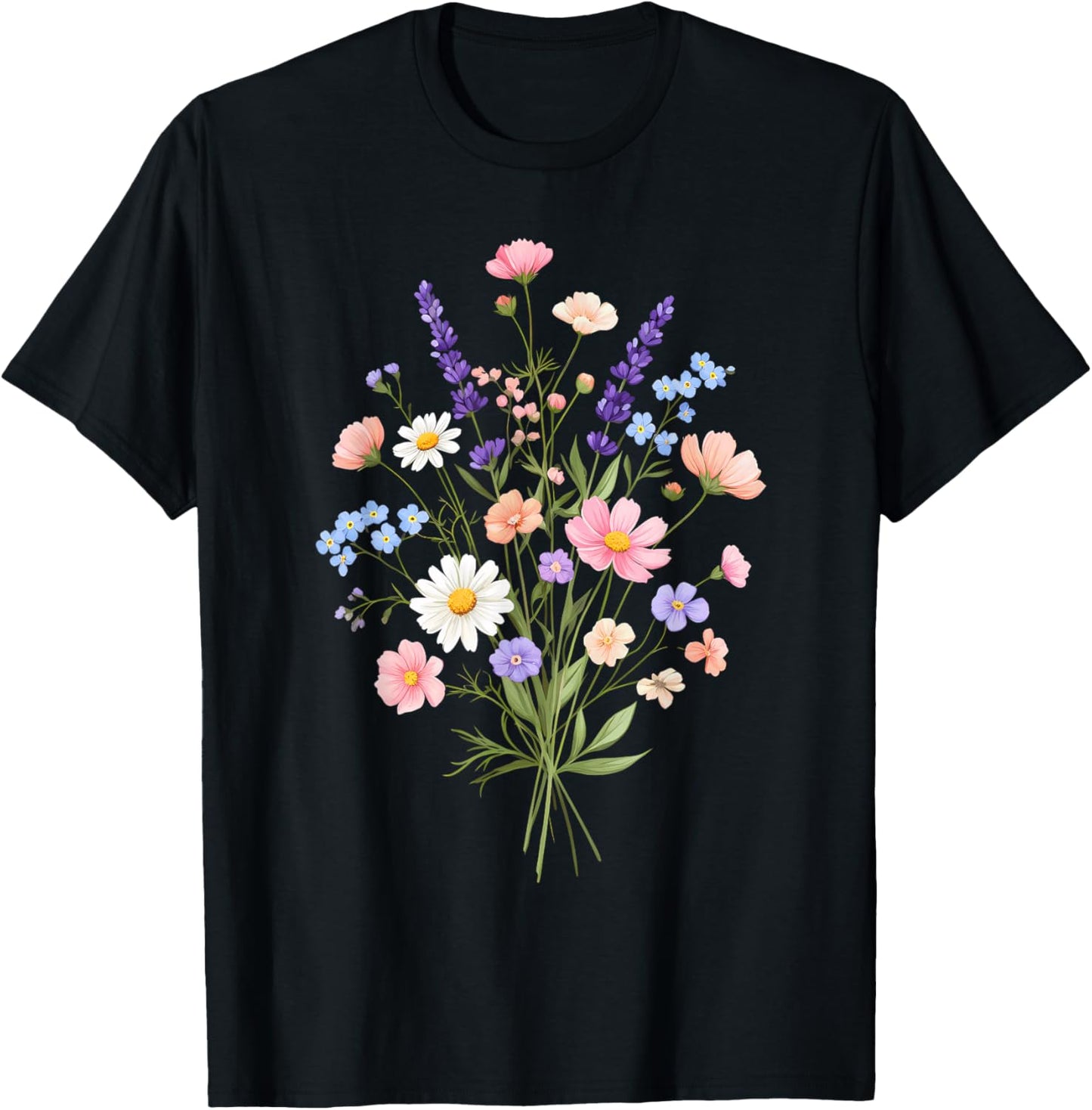 Flowers Women Wildflower Floral Gardening Summer Flowers T-Shirt - T-Shirt | Black