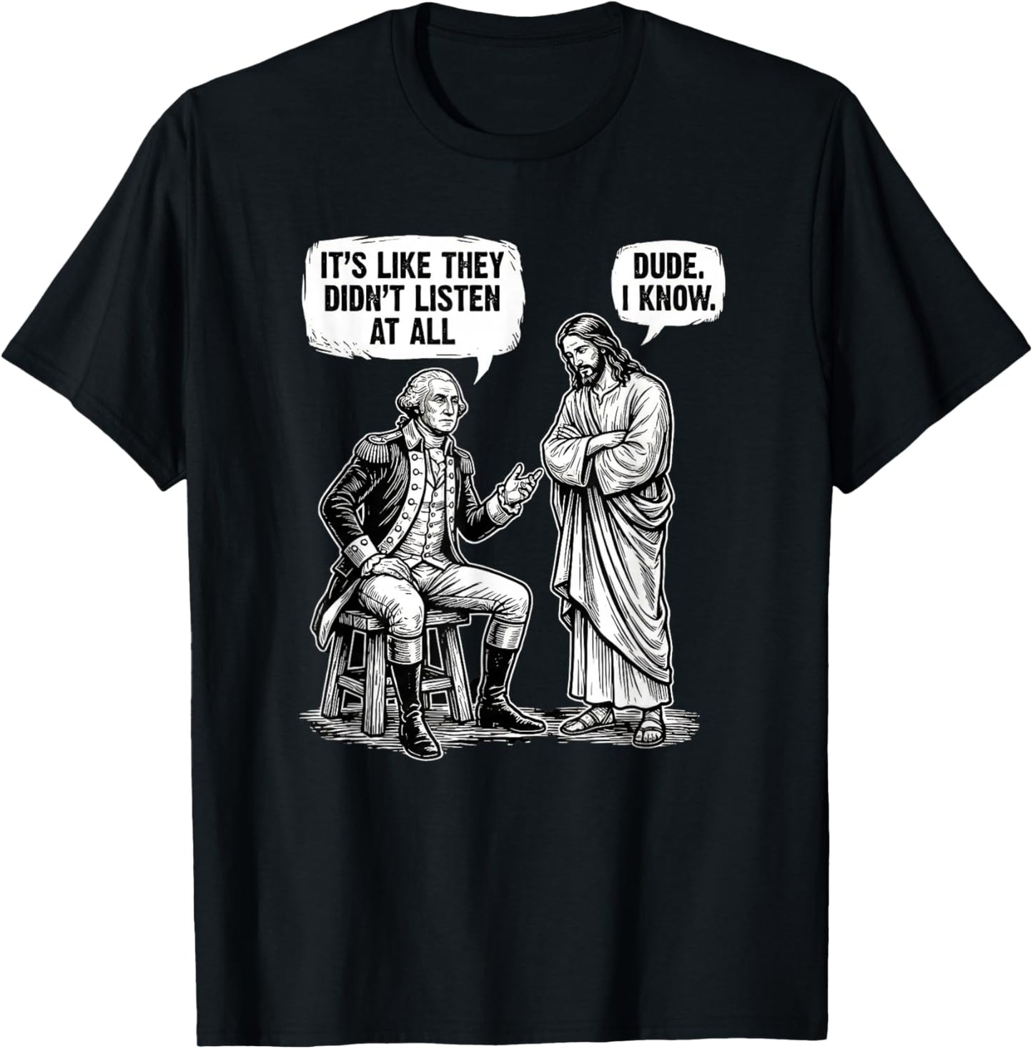 Funny Meme Design George Washington Jesus Bro Same T-Shirt - T-Shirt | Black