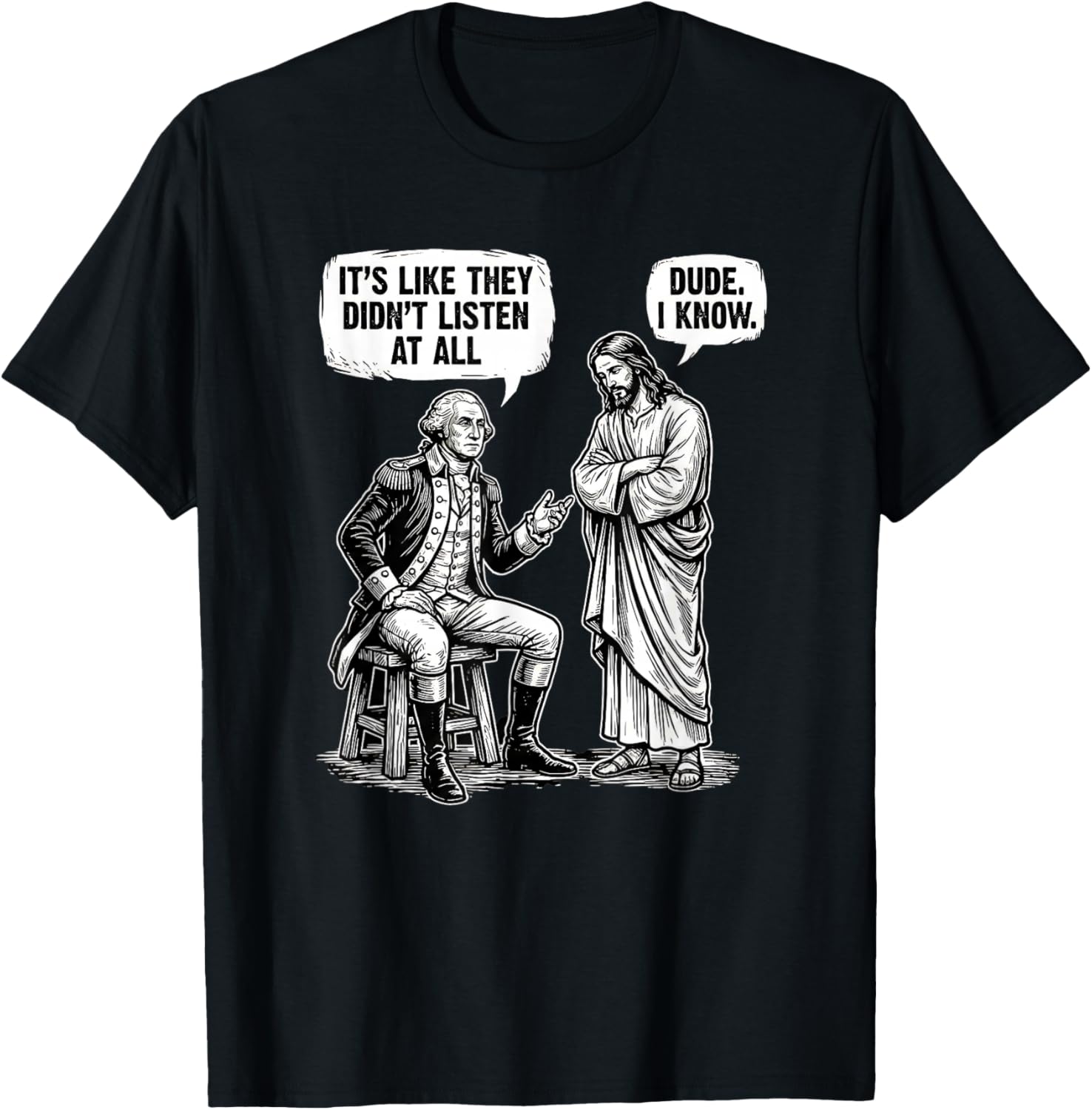 Funny Meme Design George Washington Jesus Bro Same T-Shirt - T-Shirt | Black