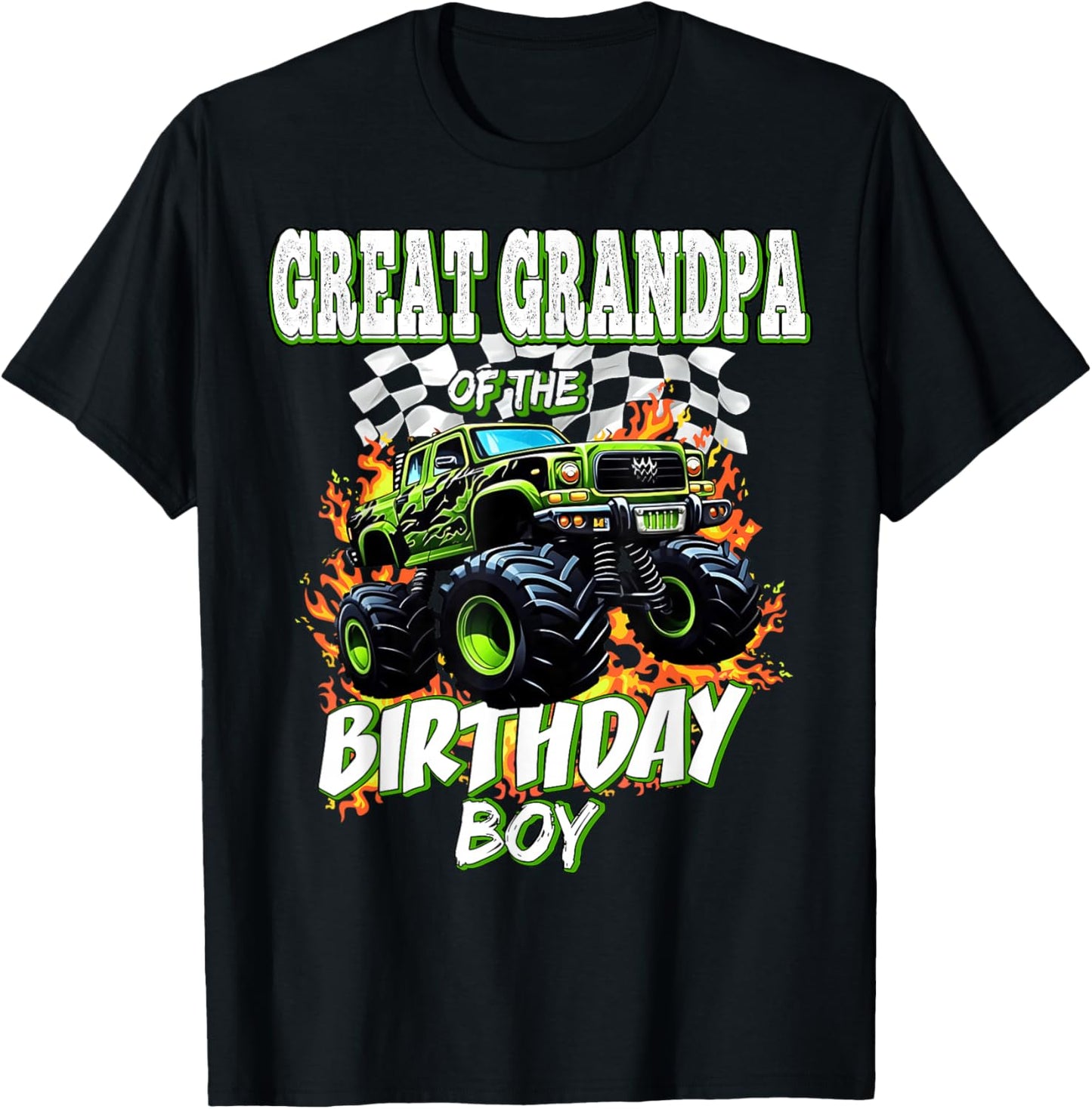 Great Grandpa of The Birthday Boy Monster Truck Birthday Kid T-Shirt - T-Shirt | Black