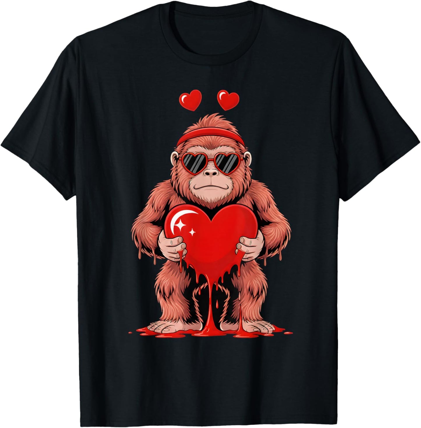 Valentines Day Bigfoot Cute Valentine Sasquatch T-Shirt - T-Shirt | Black