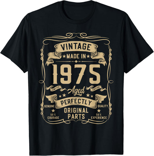 Vintage 1975 51yr 51st Birthday Gifts 51 Years Old T-Shirt - T-Shirt | Black