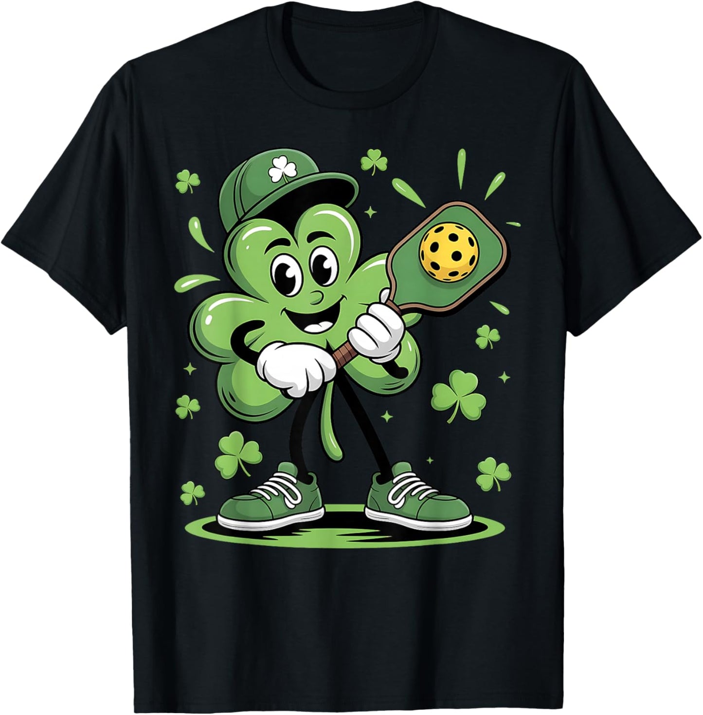 St Patricks Day Pickleball Saint Pattys Irish Men Women Kids T-Shirt - T-Shirt | Black