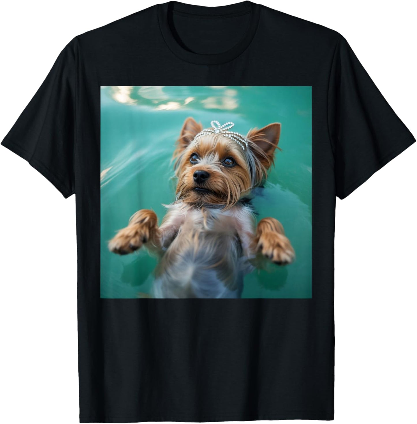 Funny Yorkshire Terrier Dog Swimming Showgirl Water Art T-Shirt - T-Shirt | Black