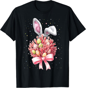 Coral Reef Sea Ocean Easter Rabbit Eggs Bunny Ears T-Shirt - T-Shirt | Black