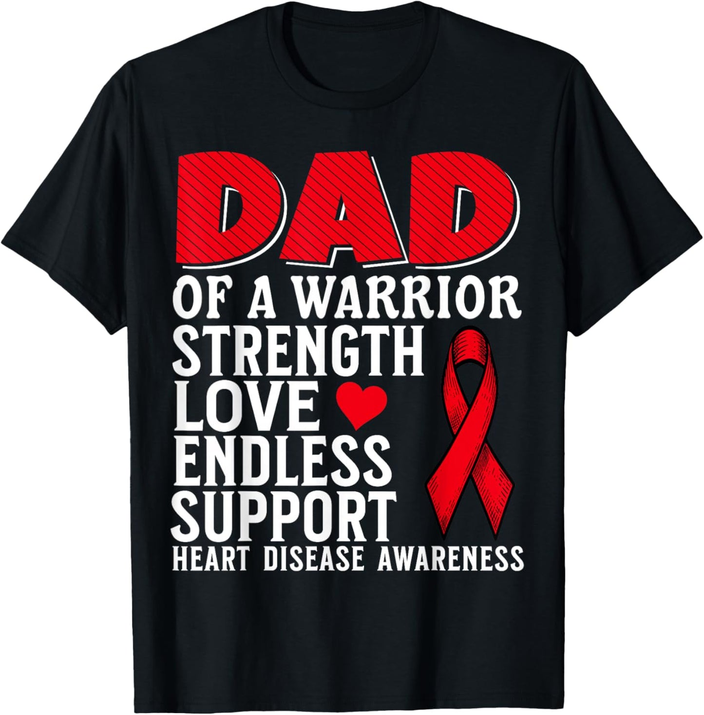 Dad of a Warrior Heart Disease Awareness Family Matching T-Shirt - T-Shirt | Black