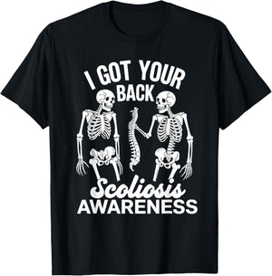 I Got Your Back Scoliosis Awareness Spine Skeleton Skull Pun T-Shirt - T-Shirt | Black