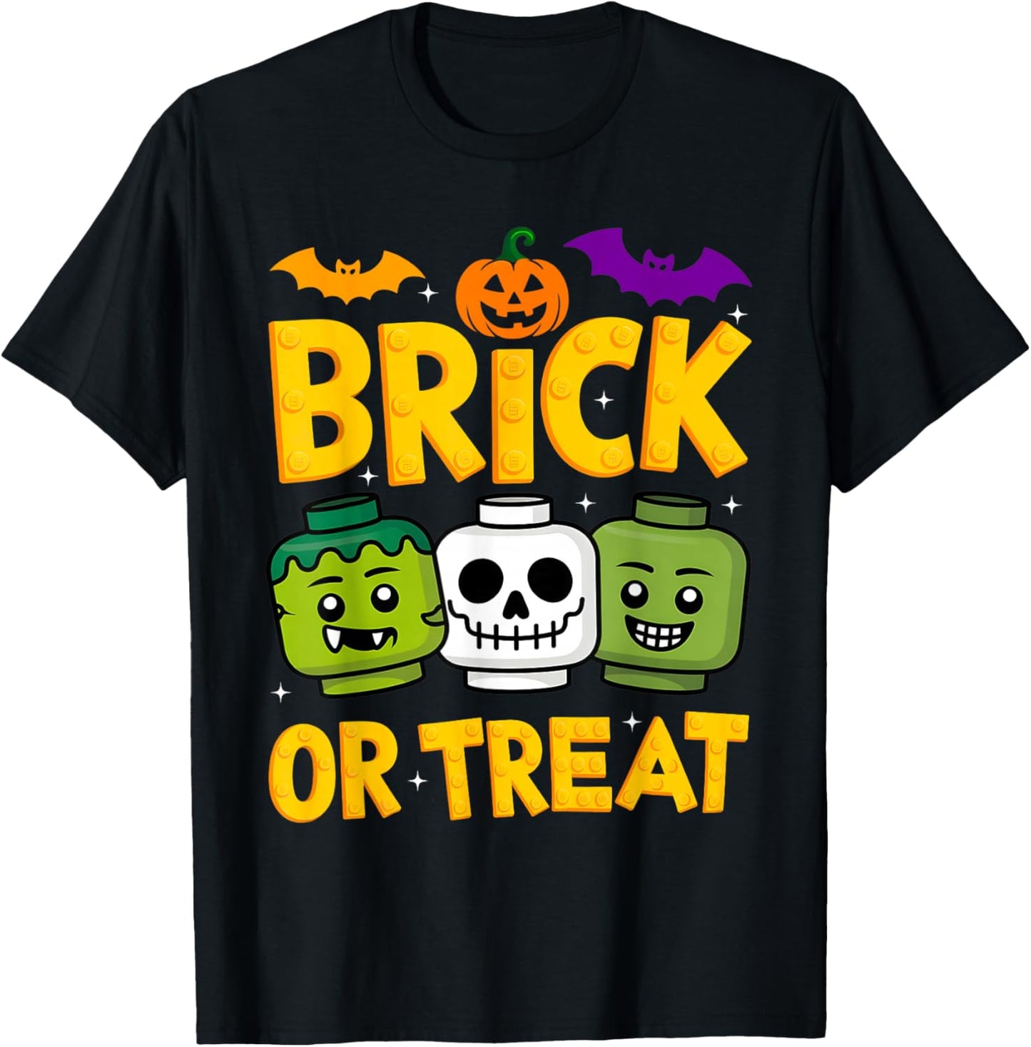 Brick or Treat Halloween Master Builder Blocks Building Kids T-Shirt - T-Shirt | Black