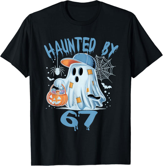Haunted 6 7 Six Seven 67 Meme Halloween Costume Brainrot T-Shirt - T-Shirt | Black