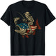 Skeleton Fishing Bass Fish USA Flag T-Shirt - T-Shirt | Black