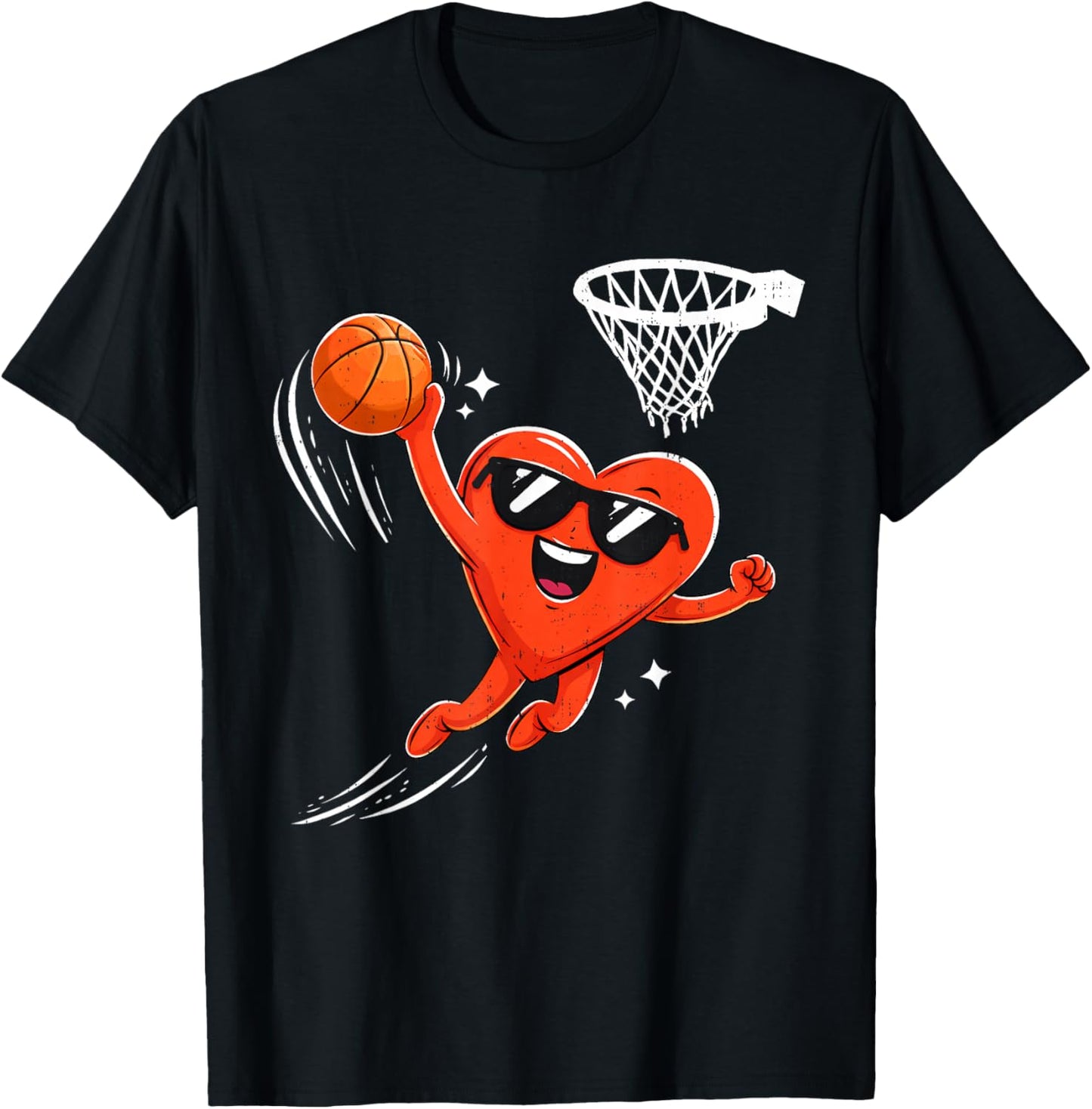 Valentine Basketball Heart Sport Valentines Day Men Boy Kids T-Shirt - T-Shirt | Black