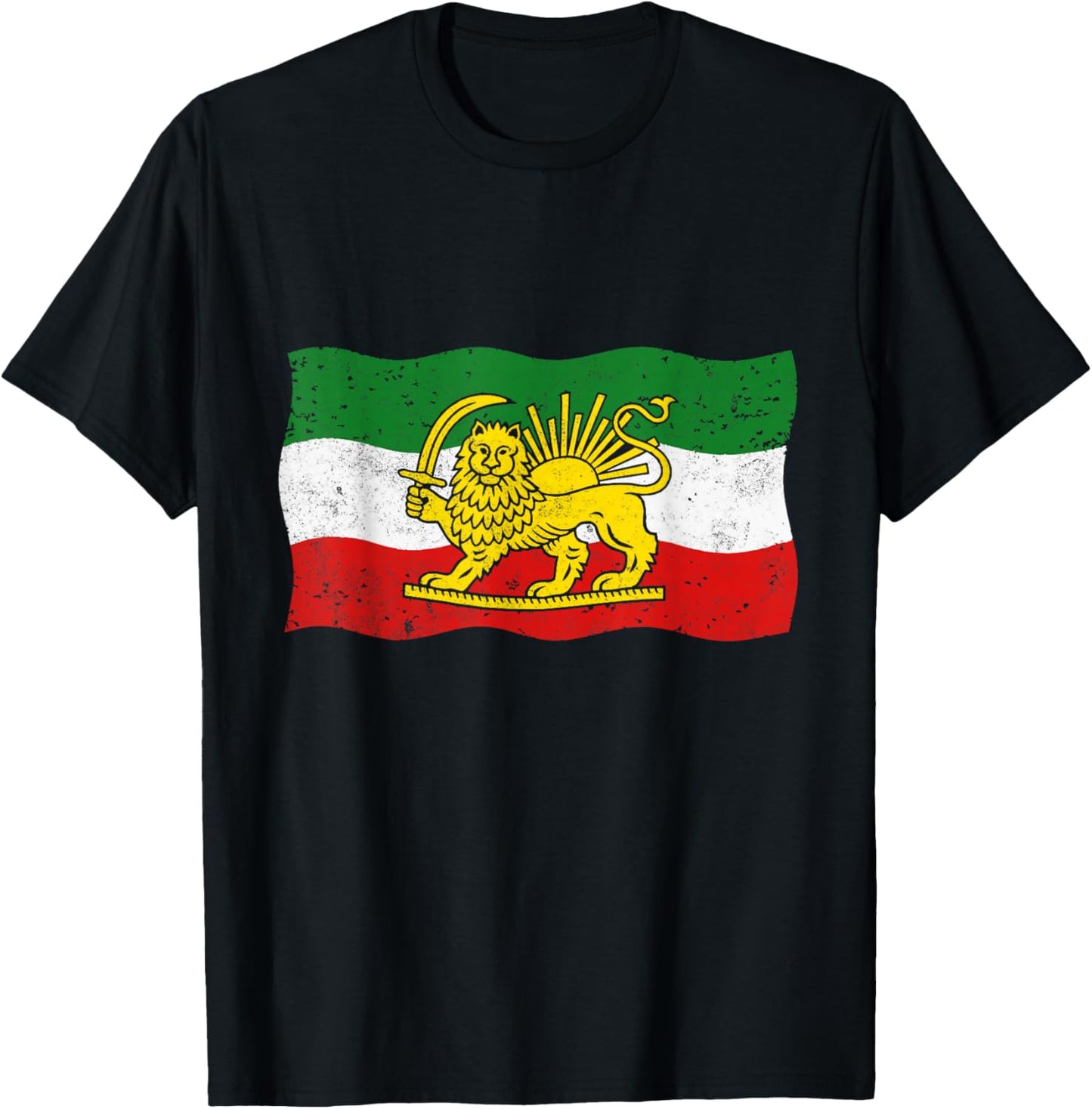 Iran Lion and Sun Flag T-Shirt - T-Shirt | Black