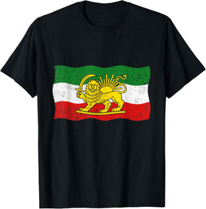 Iran Lion and Sun Flag T-Shirt - T-Shirt | Black